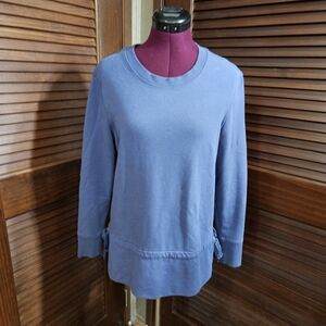 Daily Ritual Women's Terry Cotton and Modal Drawstring-Side V-Neck Top